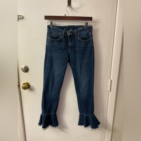 Blank NYC Fancy That Raw Hem Ruffle Crop Ankle Jean 27 Balletcore Coquette Girl - Picture 1 of 9